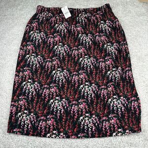 J. Crew Elastic Waist Pencil Pull On Skirt Floral Womens XL NEW